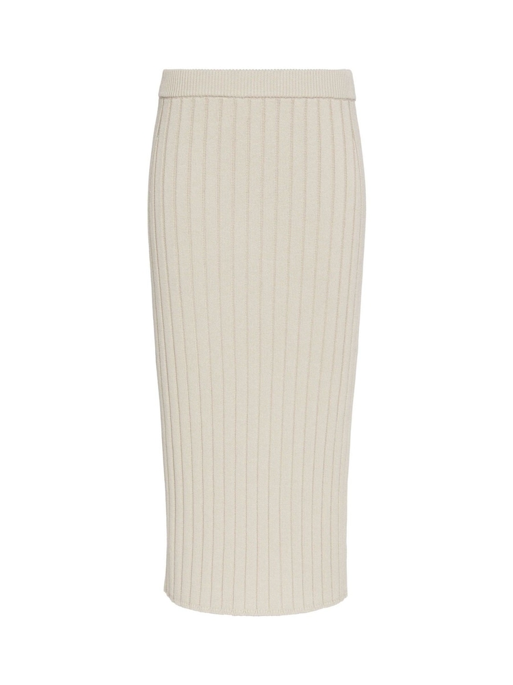 Calvin Klein Cream Ribbed Knit Cotton Midi Skirt - Image 6 of 6 Calvin Klein Cream Ribbed Knit Cotton Midi Skirt - Image 6 of 6