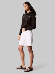 Preto - Calvin Klein Cotton Terry Moletom com capuz Monograma - Imagem 3 de 6