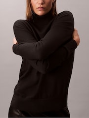 Calvin Klein Black Merino Roll Neck Jumper - Image 6 of 7