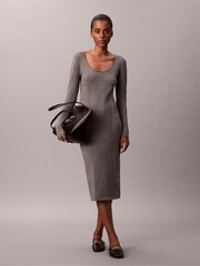 Calvin Klein Grey Half Milano Mini Dress - Image 1 of 5