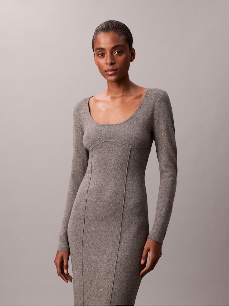 Womens Calvin Klein Grey Half Milano Mini Dress XS (US 2) Womens Calvin Klein Grey Half Milano Mini Dress XS (US 2)