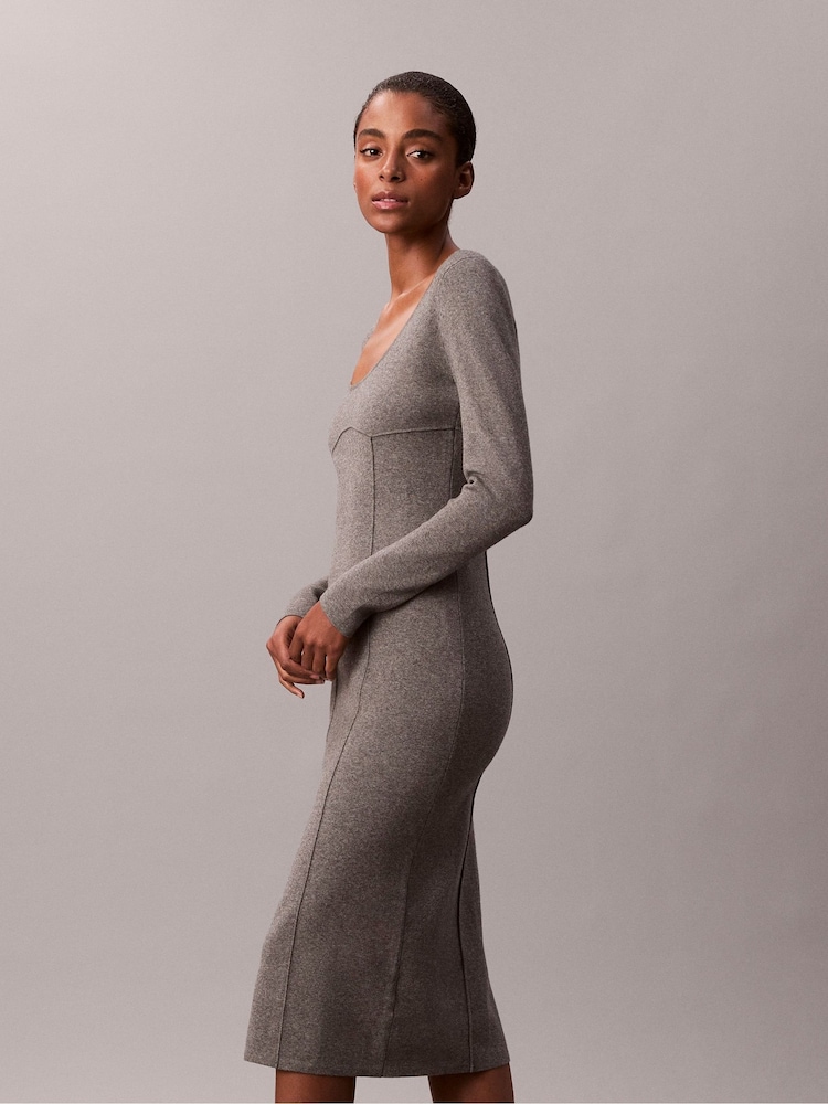 Womens Calvin Klein Grey Half Milano Mini Dress XXS (US 0)
