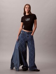 Calvin Klein Black Script Logo Graphic Slim T-Shirt - Image 3 of 6