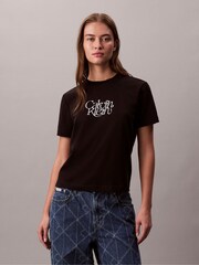 Calvin Klein Black Script Logo Graphic Slim T-Shirt - Image 4 of 6