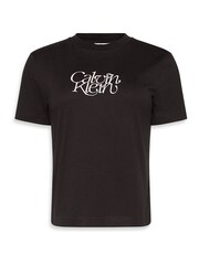 Calvin Klein Black Script Logo Graphic Slim T-Shirt - Image 6 of 6