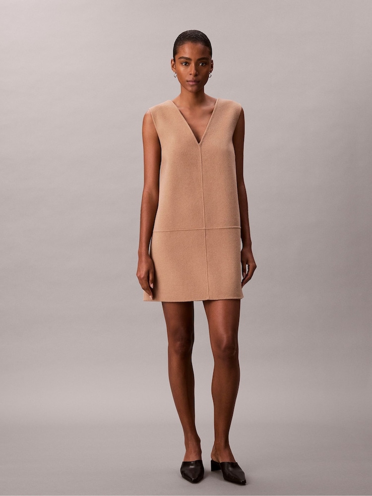 Womens Calvin Klein Brown Double Face Wool Dress US 0 Womens Calvin Klein Brown Double Face Wool Dress US 0