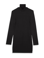 Calvin Klein Black Cotton Knit Roll Neck Dress - Image 6 of 6