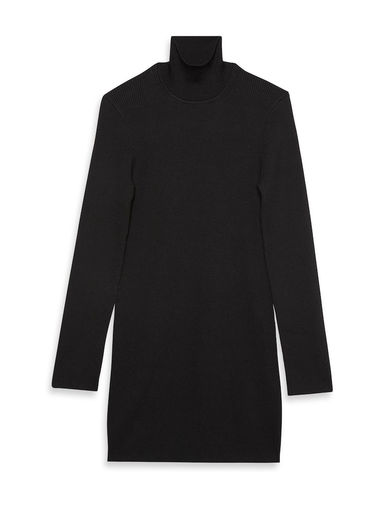 Calvin Klein Black Cotton Knit Roll Neck Dress - Image 6 of 6