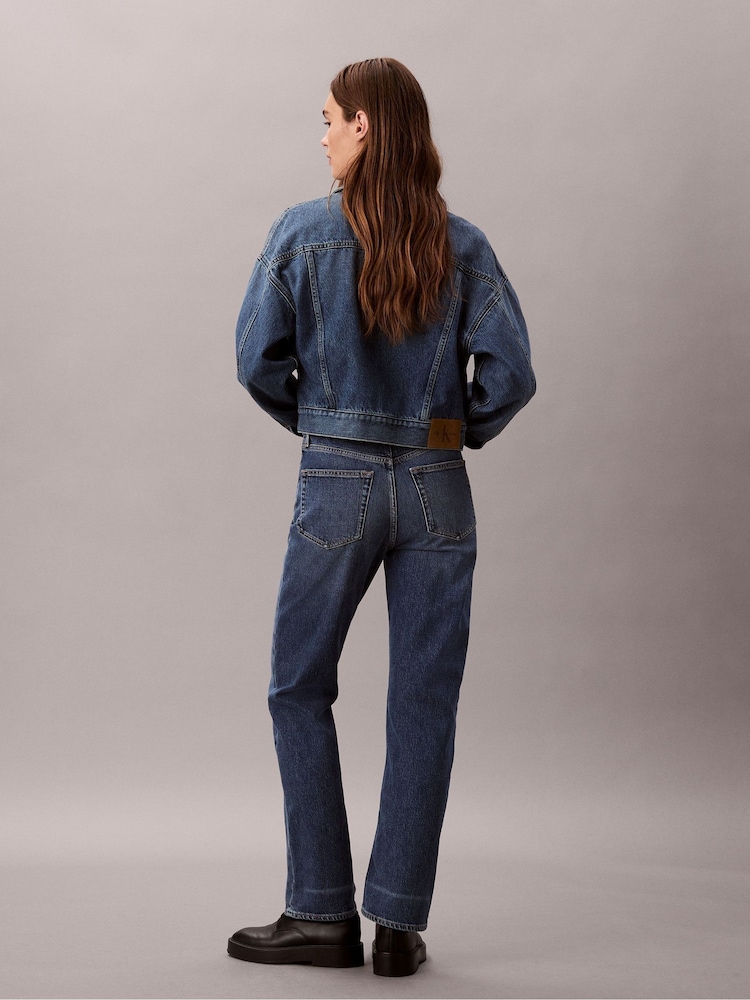 Calvin Klein Blue High Rise Straight Jeans - Image 2 of 7 Calvin Klein Blue High Rise Straight Jeans - Image 2 of 7