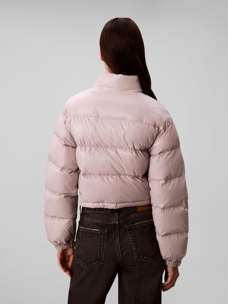 Calvin Klein Pink Crop Puffer Jacket - Image 2 of 6
