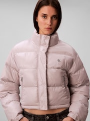 Calvin Klein Pink Crop Puffer Jacket - Image 5 of 6