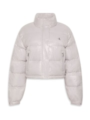 Calvin Klein Pink Crop Puffer Jacket - Image 6 of 6