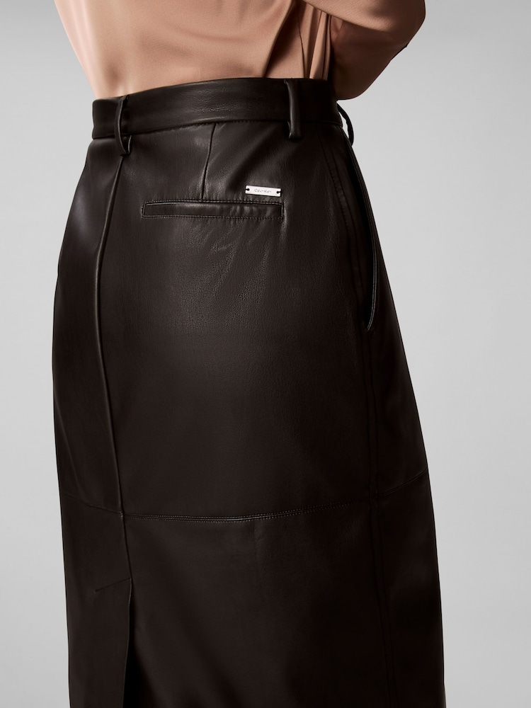 fitted lace wedding dress Calvin Klein Matte Jersey Top with Faux Leather Ruched Skirt Black 10 at  Amazon Women's Clothing store