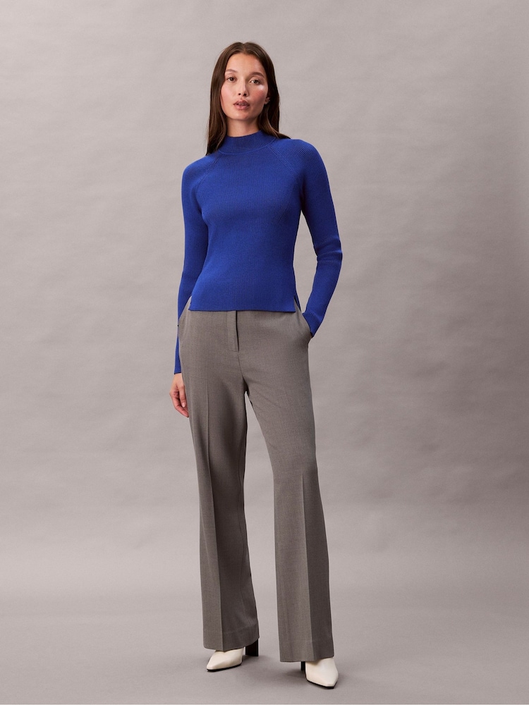 Calvin Klein Blue Tech Knit Ribbed Mock Neck Sweater - Image 1 of 6