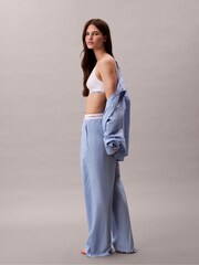 Calvin Klein Blue Cotton Poplin Logo Pyjama Joggers - Image 5 of 6