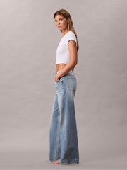 Calvin Klein Blue Allover Monogram Low Rise Baggy Jeans - Image 2 of 5