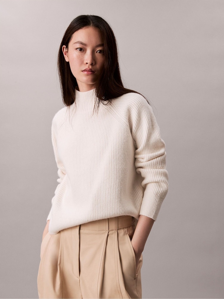 Calvin Klein Brown Neutral Soft Ribbed Knit Jumper - Image 1 of 7