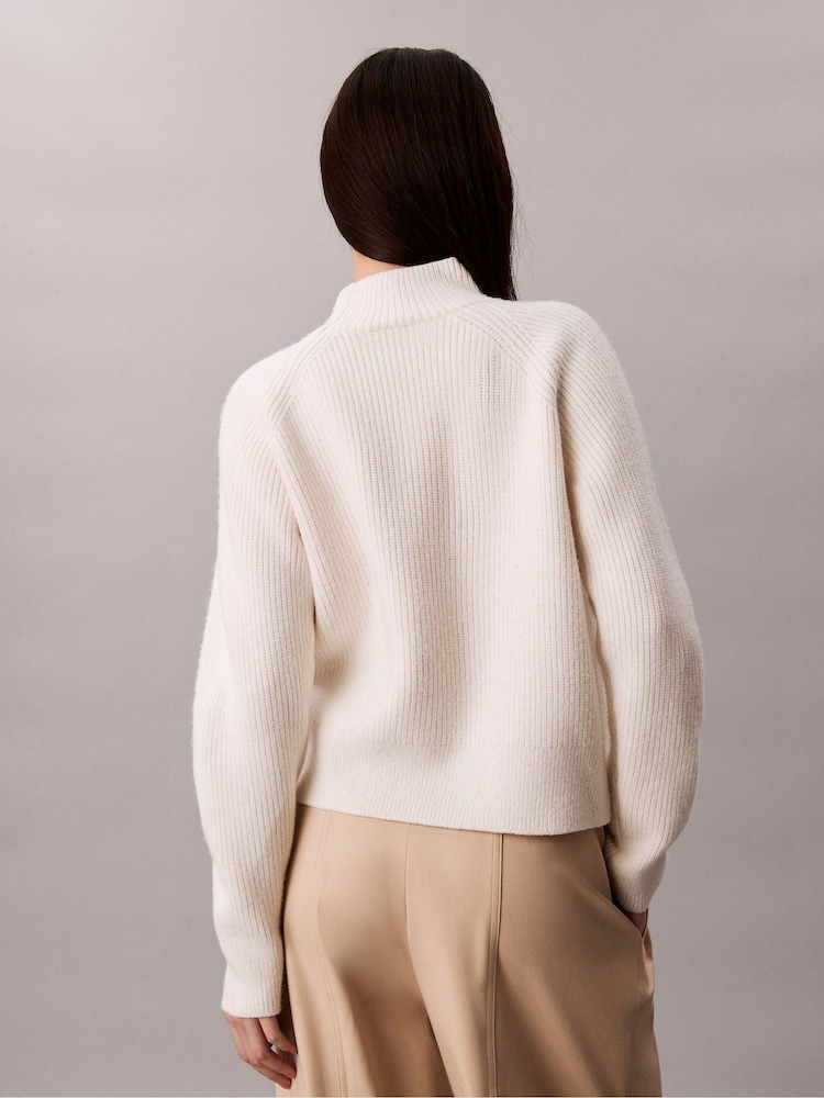 Calvin Klein Brown Neutral Soft Ribbed Knit Jumper - Image 2 of 7 Calvin Klein Brown Neutral Soft Ribbed Knit Jumper - Image 2 of 7
