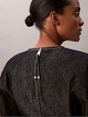 Calvin Klein Black Long Sleeve Denim Mini Dress - Image 5 of 7