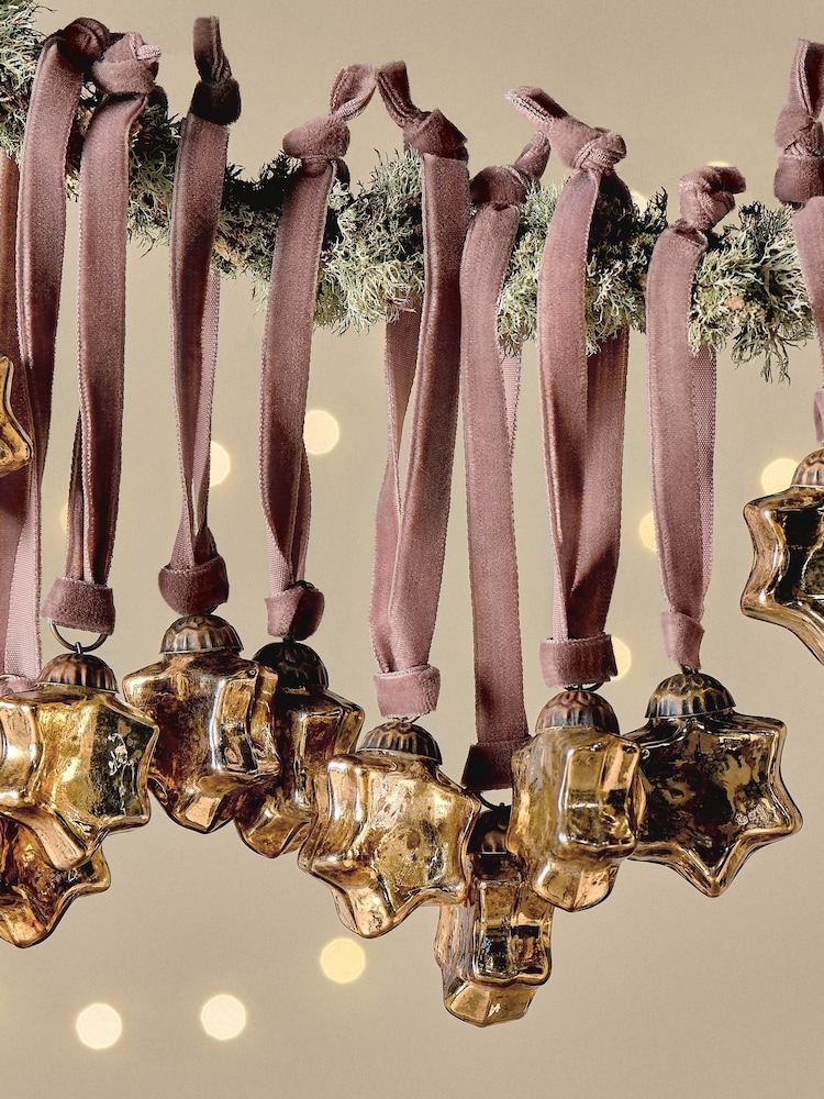 Nkuku Gold Sardi Star Christmas Baubles - Image 1 of 5