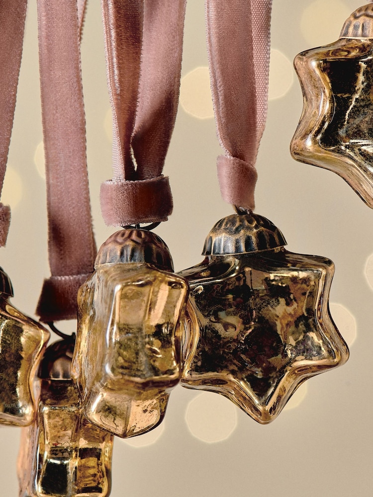 Nkuku Gold Sardi Star Christmas Baubles - Image 2 of 5