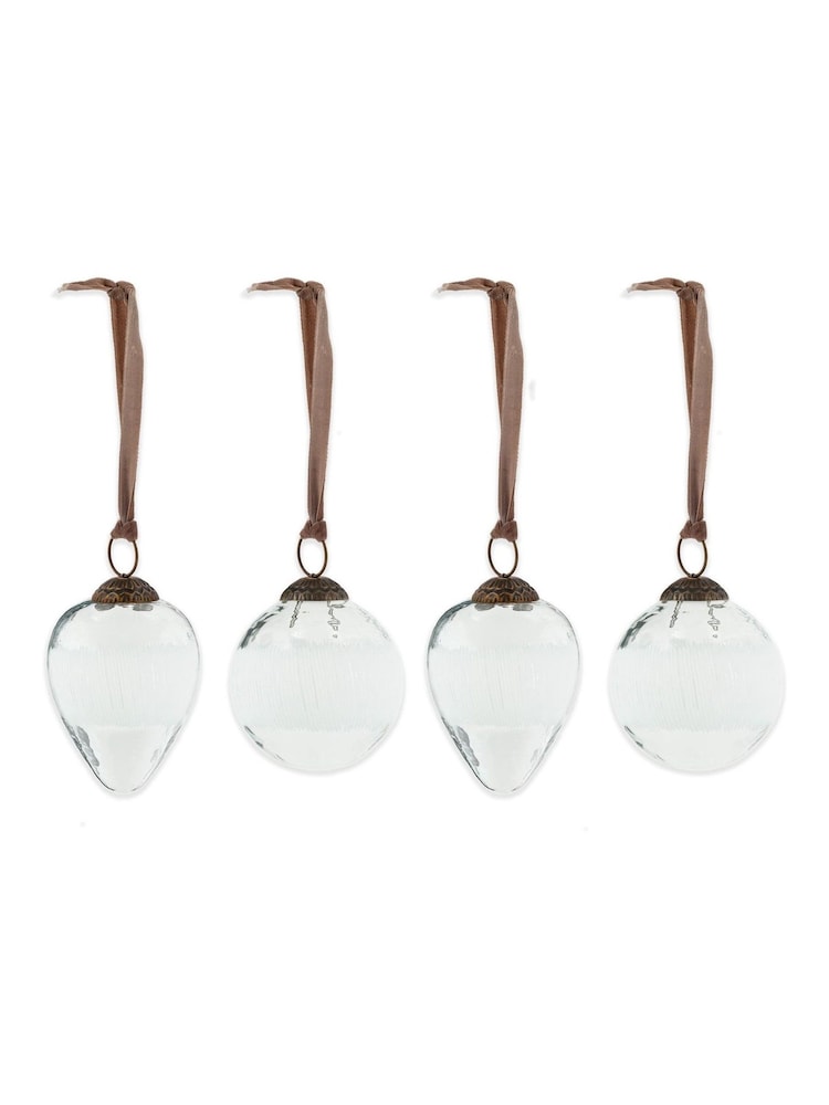 Nkuku Clear Anara Etched Christmas Baubles - Image 4 of 4
