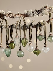 Nkuku Set of 16 Green Adisa Christmas Baubles Jar - Image 1 of 6