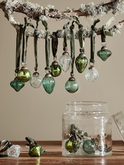 Nkuku Set of 16 Green Adisa Christmas Baubles Jar - Image 4 of 6