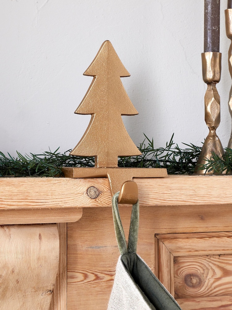 Nkuku Antique Brass Kotta Stocking Christmas Tree Holder - Image 1 of 4 Nkuku Antique Brass Kotta Stocking Christmas Tree Holder - Image 1 of 4