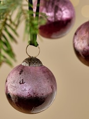 Nkuku Ruby Pannee Round Christmas Baubles - Image 1 of 3
