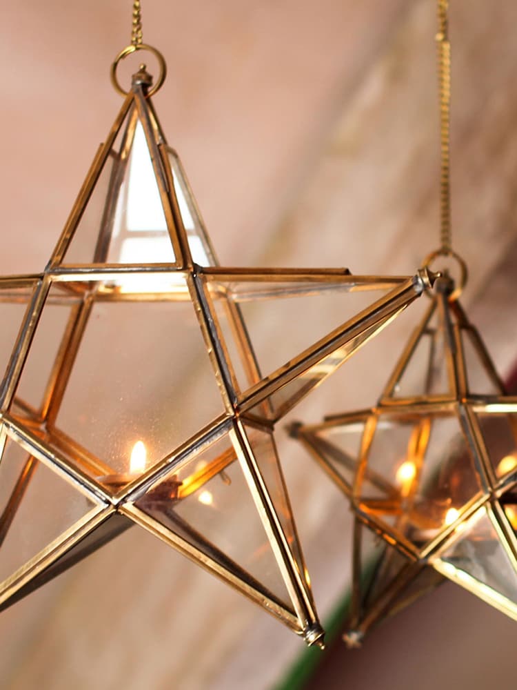 Nkuku Brass Christmas Large Glass Star - Image 1 of 2