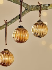 Nkuku Set of 4 Gold Betini Christmas Baubles - Image 1 of 4