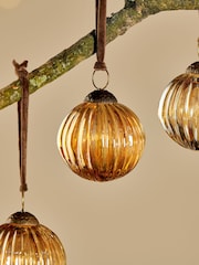 Nkuku Set of 4 Gold Betini Christmas Baubles - Image 2 of 4