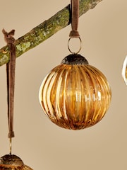 Nkuku Set of 4 Gold Betini Christmas Baubles - Image 3 of 4