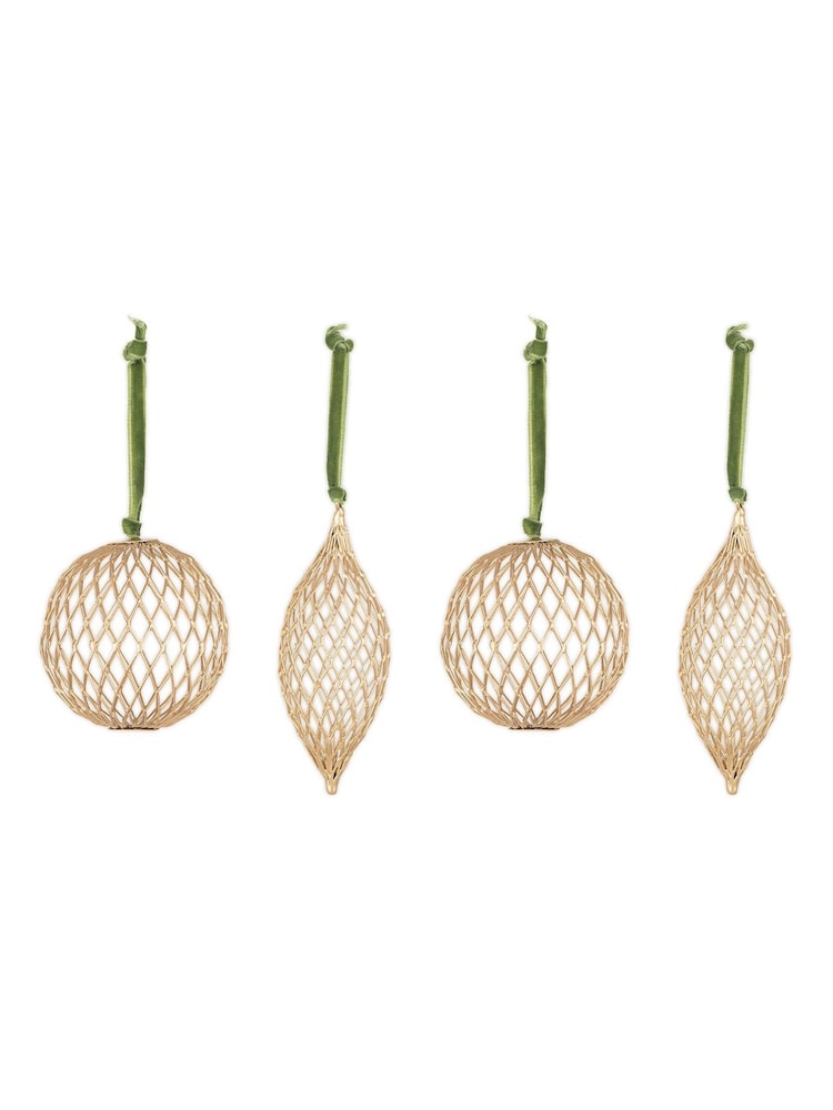 Nkuku Brass Nirav Wire Christmas Baubles - Image 4 of 4 Nkuku Brass Nirav Wire Christmas Baubles - Image 4 of 4