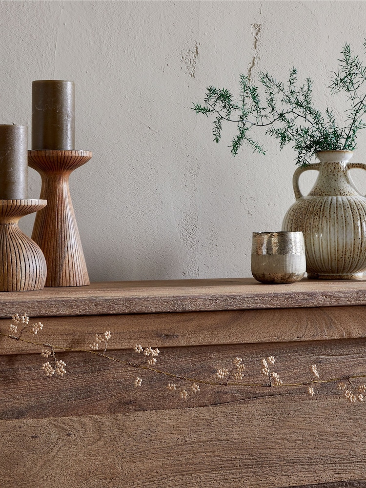Nkuku Brass and Natural Tanu Mango Wood Beaded Christmas Garland - Image 1 of 4