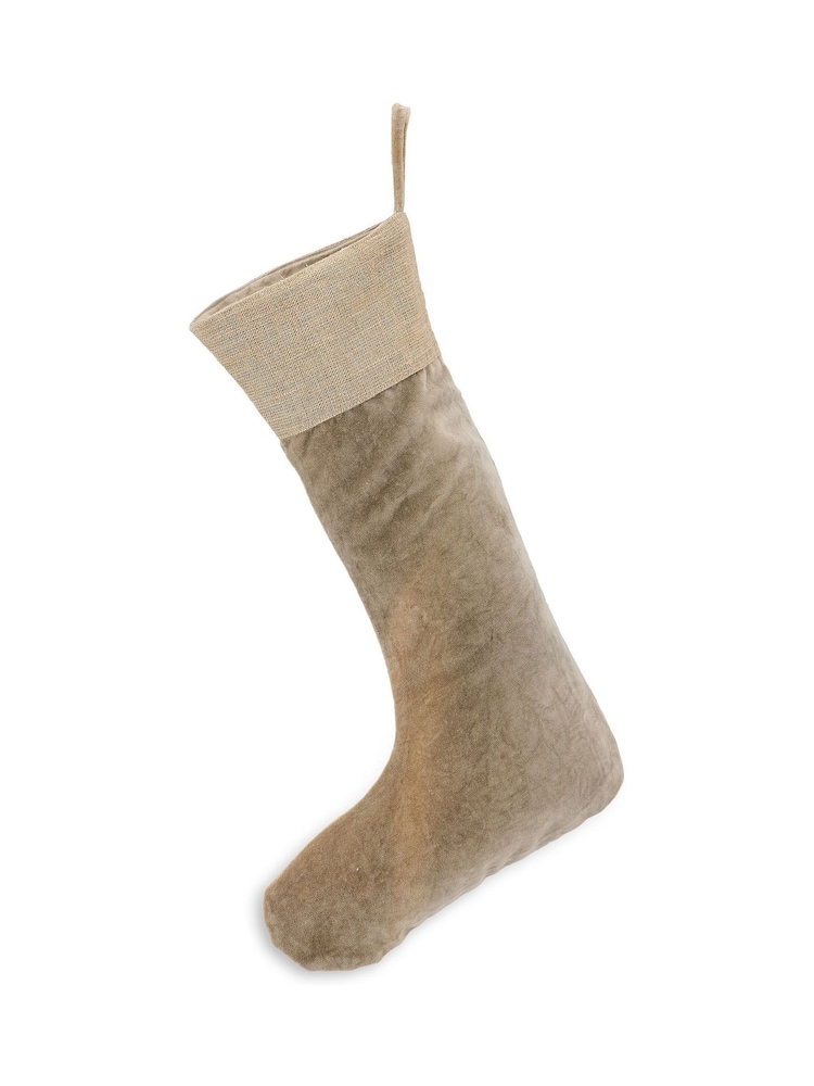 Nkuku Grey Karru Cotton Velvet Christmas Stocking - Image 3 of 3 Nkuku Grey Karru Cotton Velvet Christmas Stocking - Image 3 of 3