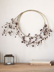 Nkuku Brass and Ruby Tanu Layered Mango Wood Beaded Christmas Wreath - Image 1 of 4
