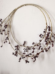 Nkuku Brass and Ruby Tanu Layered Mango Wood Beaded Christmas Wreath - Image 2 of 4