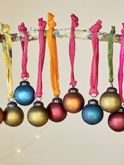 Nkuku Set of 12 Mixed Matt Oko Mini Christmas Baubles - Image 1 of 4