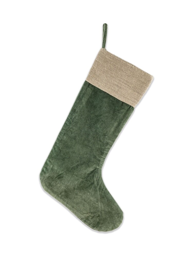 Nkuku Green Karru Cotton Velvet Christmas Stocking - Image 3 of 3 Nkuku Green Karru Cotton Velvet Christmas Stocking - Image 3 of 3