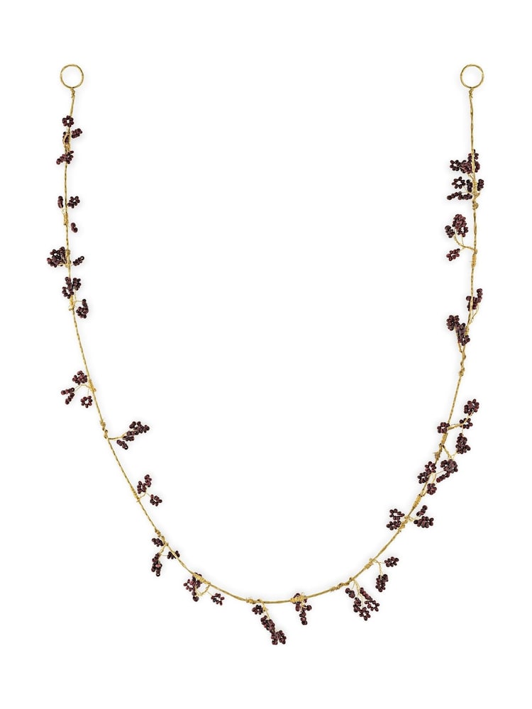 Nkuku Brass and Ruby Tanu Mango Wood Beaded Christmas Garland - Image 3 of 3 Nkuku Brass and Ruby Tanu Mango Wood Beaded Christmas Garland - Image 3 of 3