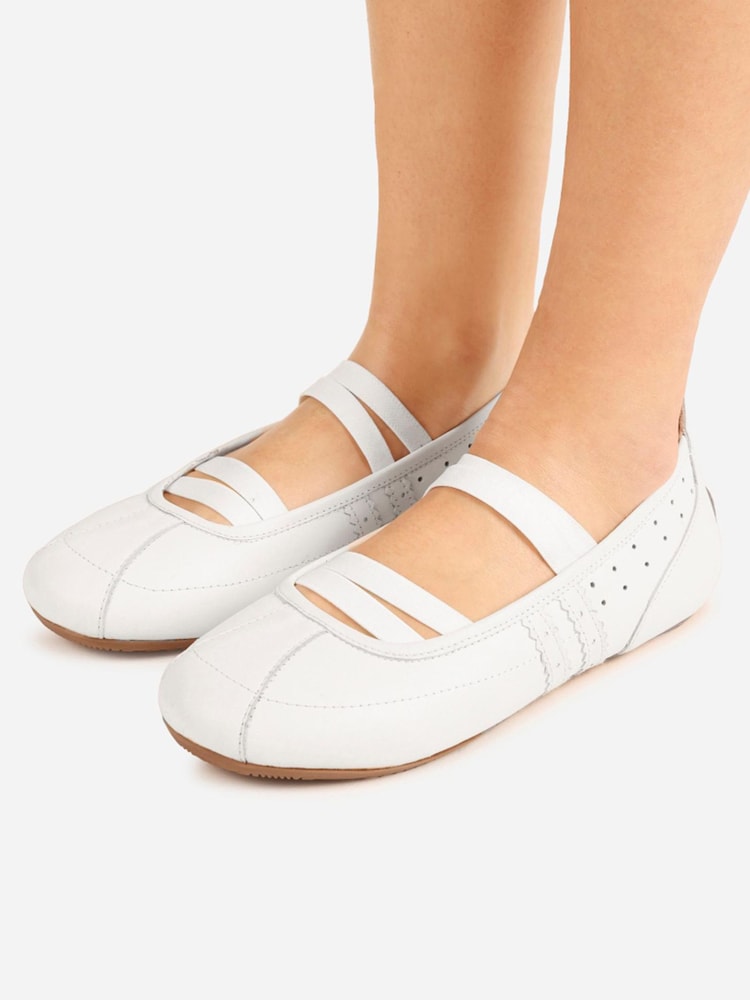 Bronx White Zendaya Leather Strap Ballerina Shoes - Image 1 of 6 Bronx White Zendaya Leather Strap Ballerina Shoes - Image 1 of 6
