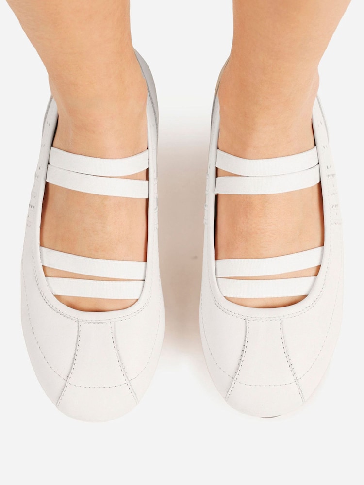 Bronx White Zendaya Leather Strap Ballerina Shoes - Image 2 of 6 Bronx White Zendaya Leather Strap Ballerina Shoes - Image 2 of 6