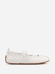 Bronx White Zendaya Leather Strap Ballerina Shoes - Image 3 of 6