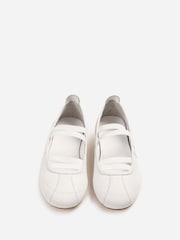 Bronx White Zendaya Leather Strap Ballerina Shoes - Image 5 of 6