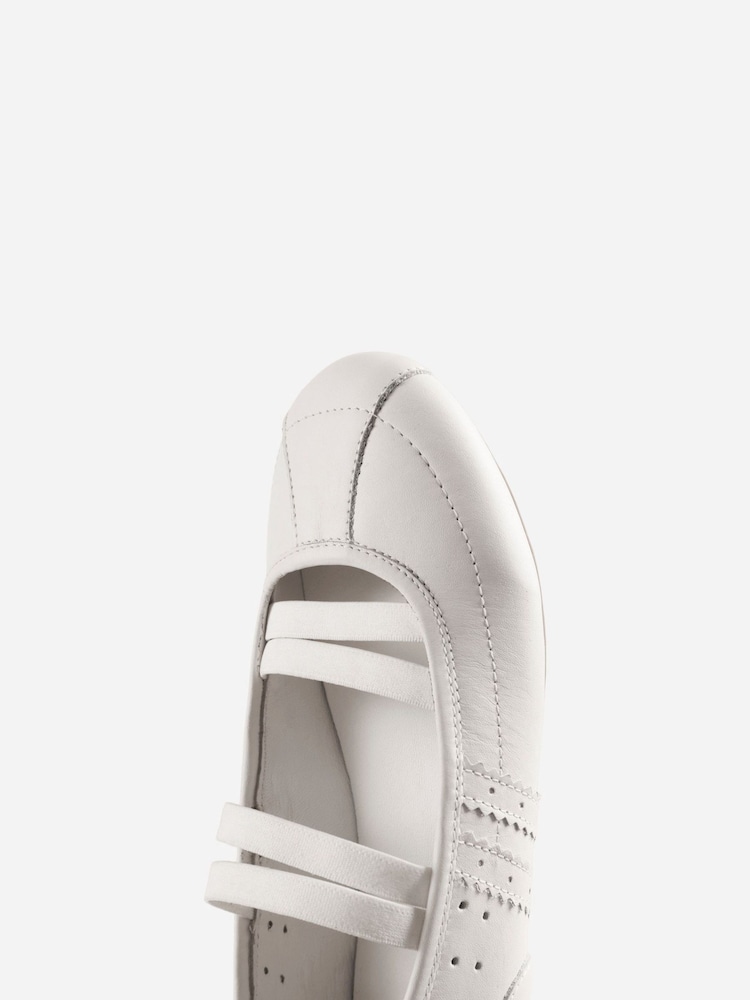Bronx White Zendaya Leather Strap Ballerina Shoes - Image 8 of 8 Bronx White Zendaya Leather Strap Ballerina Shoes - Image 8 of 8