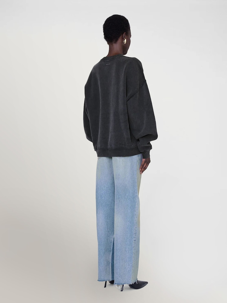 ANINE BING Black Miles Leopard Print Logo Sweatshirt - Image 2 of 3 ANINE BING Black Miles Leopard Print Logo Sweatshirt - Image 2 of 3