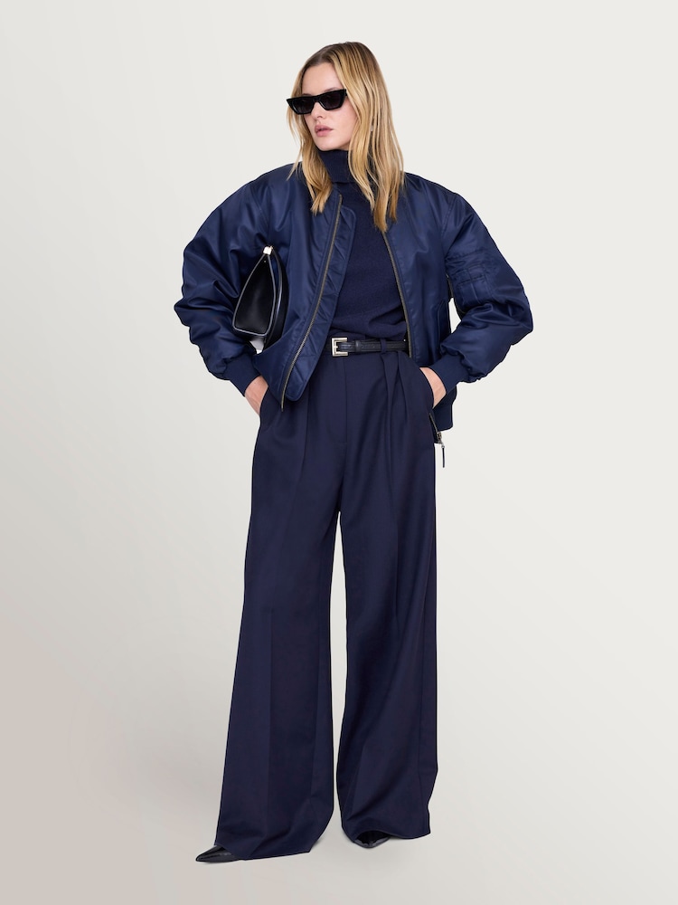 ANINE BING Blue Leon Bomber Satin Jacket - Image 1 of 4