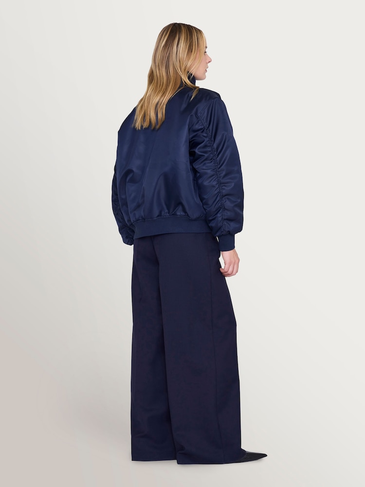 ANINE BING Blue Leon Bomber Satin Jacket - Image 2 of 4